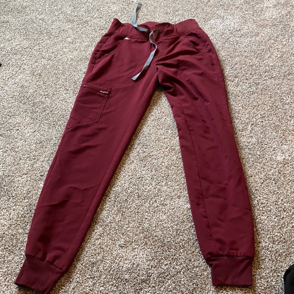 Figs burgundy joggers